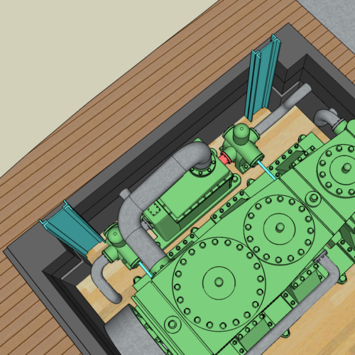 Shows test fitting vertical I-beams